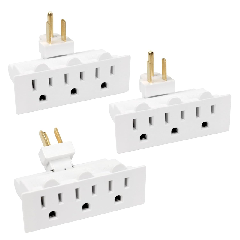 3 Outlet Swivel Wall Adapter, Electrical Outlet Extender with Grounded 180 Degre