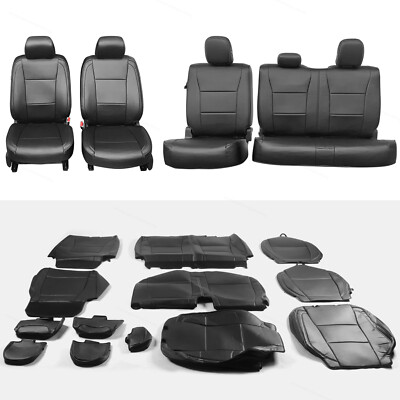 Full Set Seat Cover Black Factory Fit 2015-2020 Ford F-150 XL XLT Crew Cab