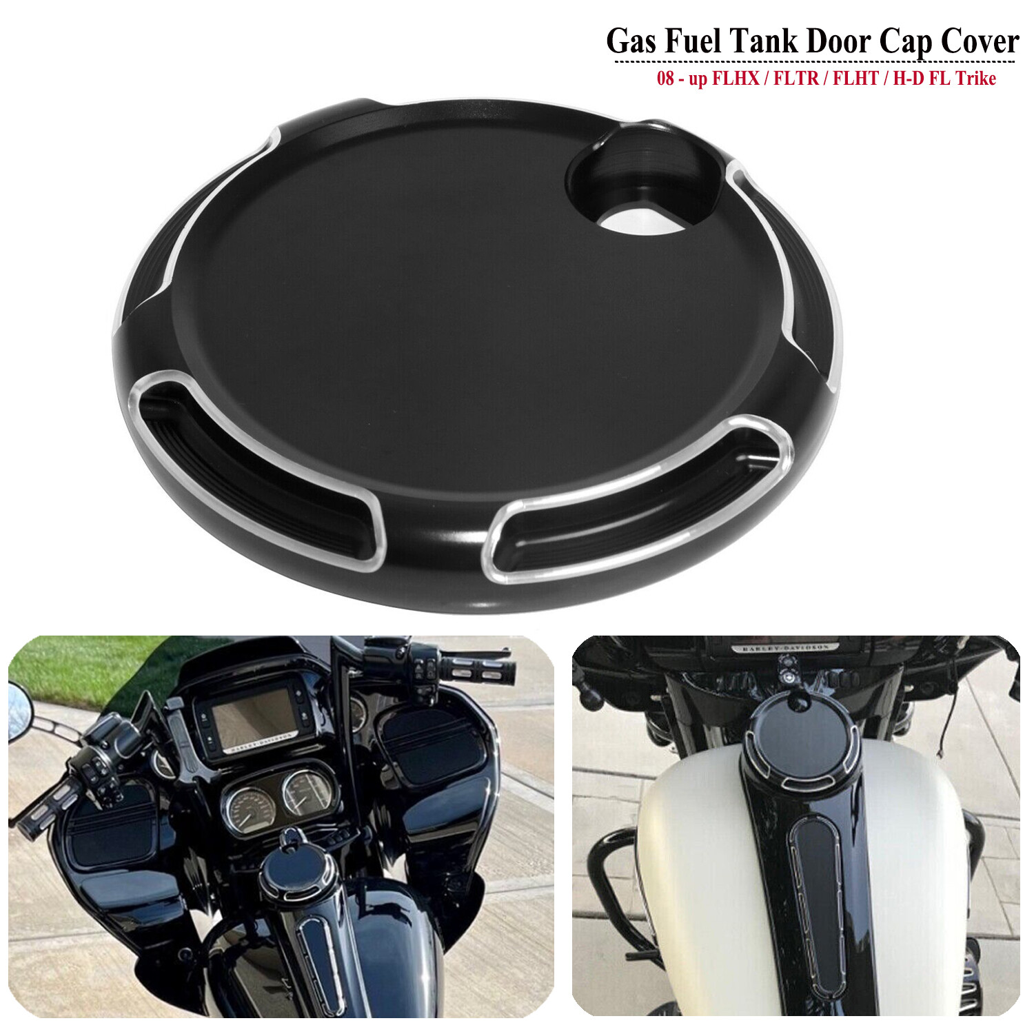 Black Cut Fuel Gas Tank Door Cover Cap For Harley Road Glide