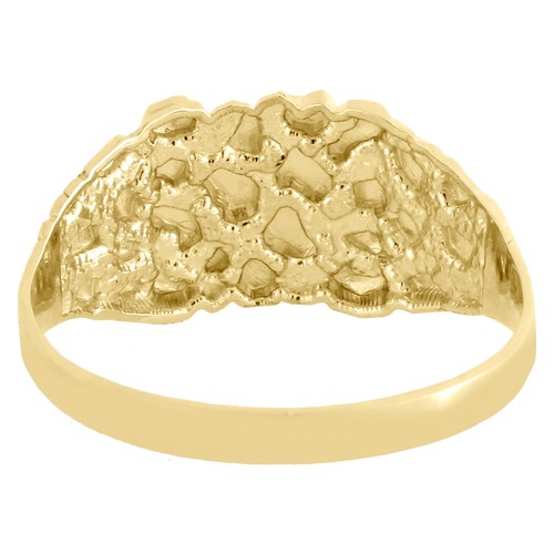 Pre-owned Macy's Real 10k Yellow Gold Men's Nugget Ore Style Pinky Ring Custom Fancy Band 10.5mm