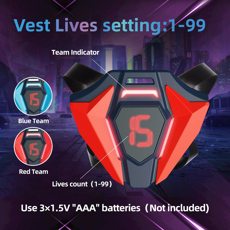 2 Pcs Lazer Tag Game with LED Score Display Vests for Kids,Teens & Adults Birthd