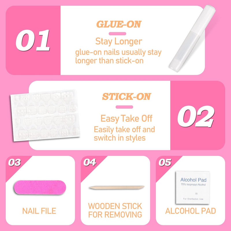 LANYOS 24PCS Press on Nails Medium Glossy Nude French Tips Fake Nails Almond Glu