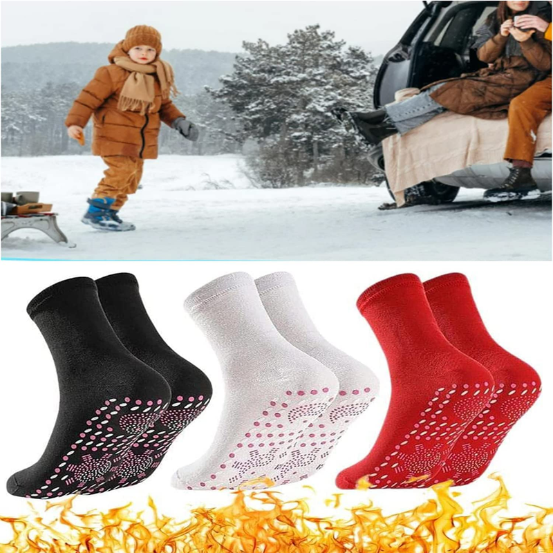 3 Pair Self-Heating Socks,Tourmaline Acupressure Self-Heating Shaping Socks,Heat