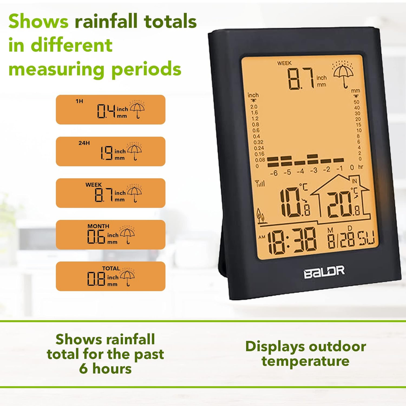 Wireless Weather & Rain Gauge with Remote Sensor - Weather Station - Battery-Ope
