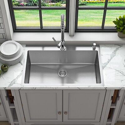 Sinber 33'' Drop in Single Bowl Kitchen Sink with 304 Stainless Steel HT3322S-S-9