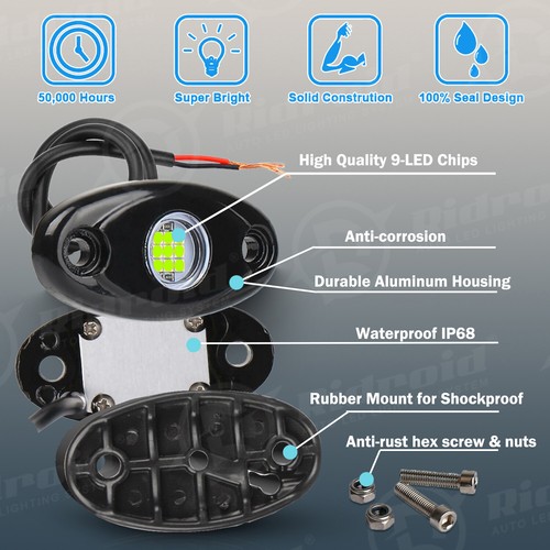 Green 24 Pods LED Rock Lights For Jeep Offroad Boat Truck UTV ATV Underbody Lamp