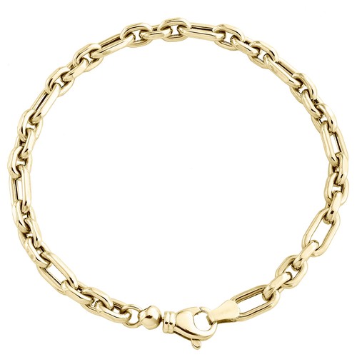 Pre-owned Jfl Diamonds & Timepieces 14k Yellow Gold Oval Rolo Rectangle Italian Link 5mm Statement Bracelet 7.50"