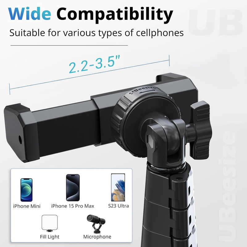 Selfie Stick Tripod, 62" Extendable Tripod Stand with Bluetooth Remote for Cell