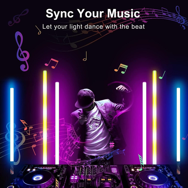 4Pack RGB Tube Light Bar with Light Stand, Battery Powered LED Video Light Wand