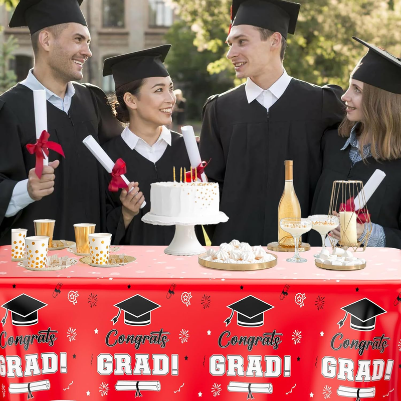 Graduation Party Decorations 2024, Graduation Tablecloth, Red and Black Graduati