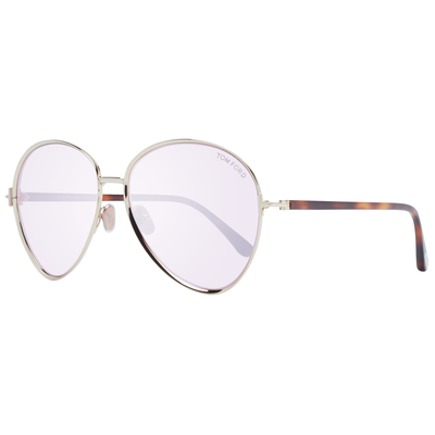 Pre-owned Tom Ford Sunglasses Women Rose Gold Metal Pilot Purple Mirror Ft1028 32z Rio
