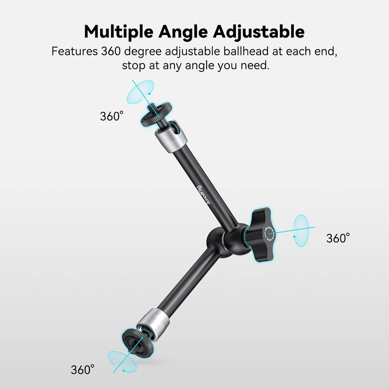9.5 inch Adjustable Power Articulating Magic Arm with Both 1/4" Thread Screw for