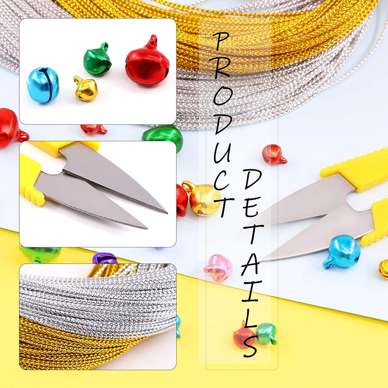 403Pcs Colorful 4 Sizes Christmas Jingle Bells Assortment Kit with 200m Gold Sli