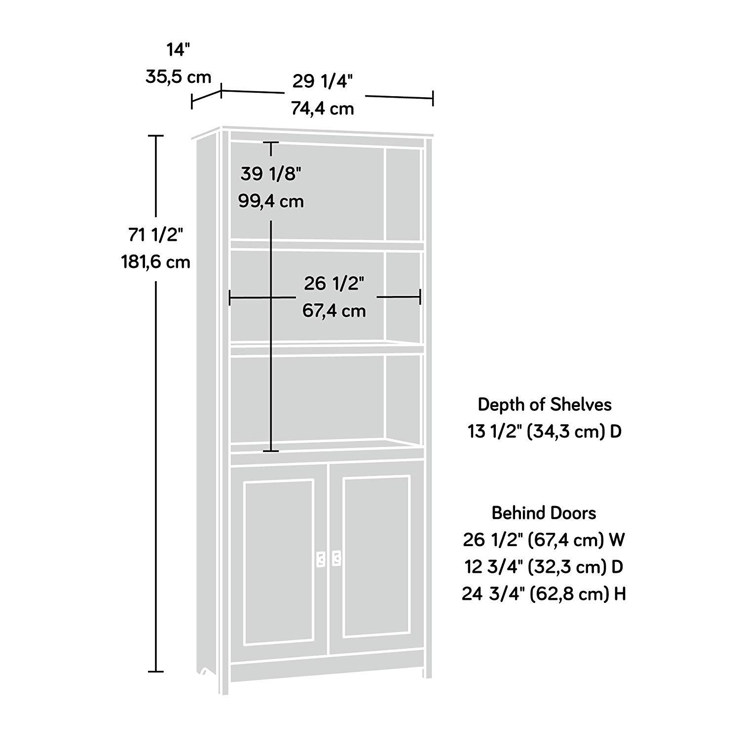 Tall Bookcase with Doors Storage Bookshelf Adjustable Shelf Furniture White NEW