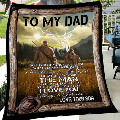Dad Blanket from Son, Special Fleece Gift for Father's Birthday or Christmas