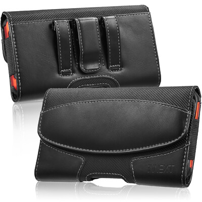 Horizontal Leather Carrying Pouch Case Cover Belt Clip Holster For Large Phones