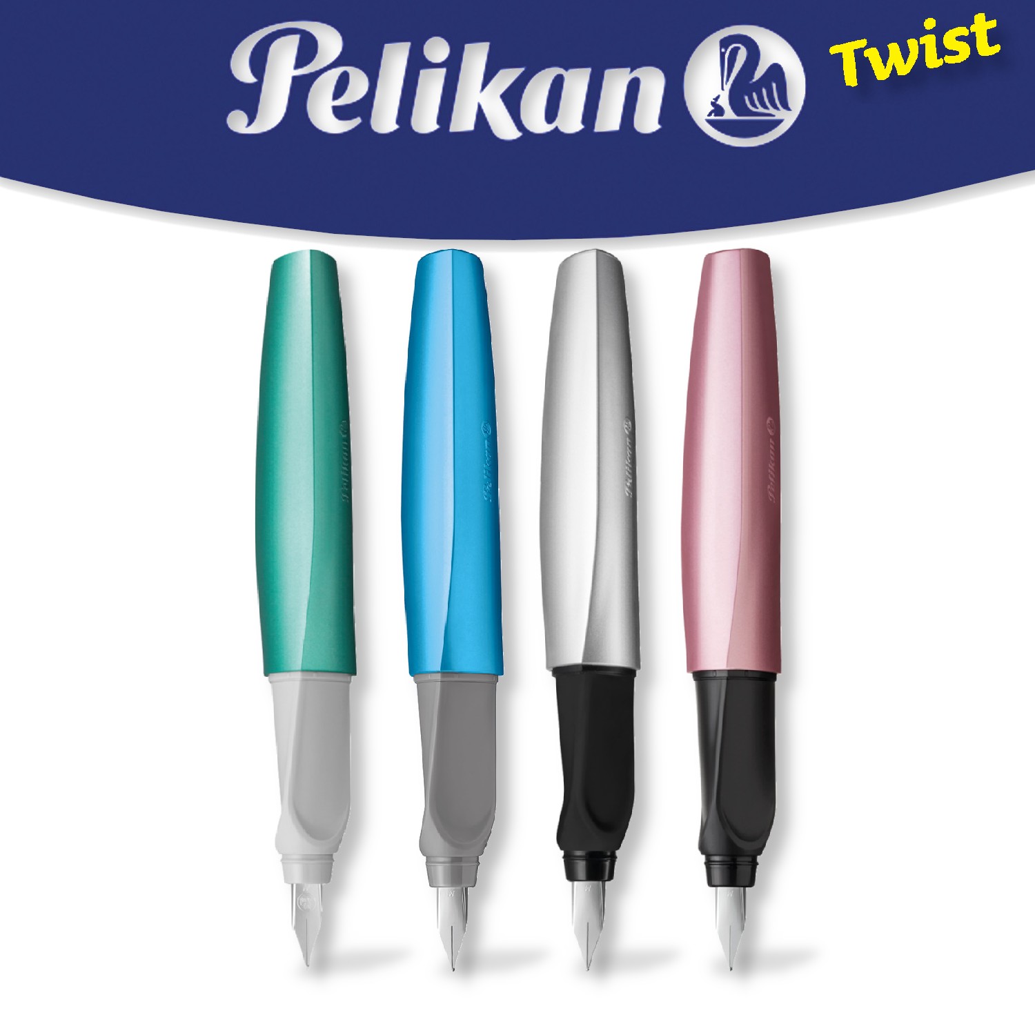 Pelikan Twist Füllhalter P457 – Mit F-Feder, Blau, Praktischer Taschen-Clip