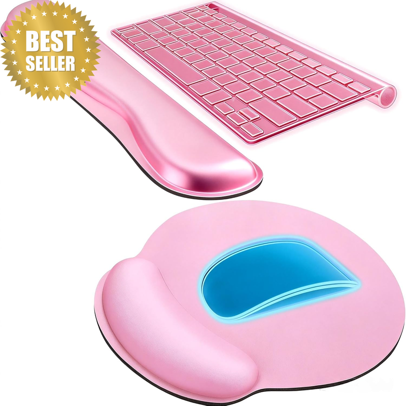 Mouse Pad Wrist Support - 2 Pack, Ergonomic Memory Foam Keyboard Wrist Pad & Gel