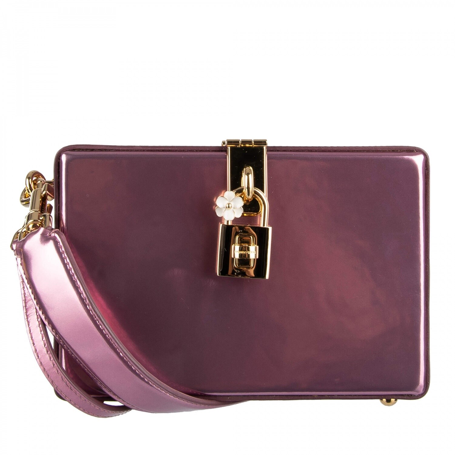 

DOLCE - GABBANA Клатч из ламинированной кожи металлик DOLCE BOX Розовый 08970, Dolce Box