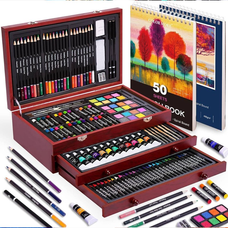 175 Pcs Deluxe Art Set w/ 2 Drawing Pads Acrylic