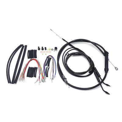 Black Extended Cable & Brake Line Kit Extensuin For 2000-2006 Softail 16'' Apes