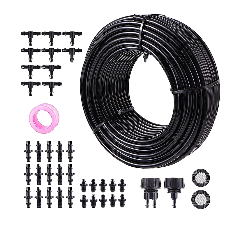 Kit, 80 Feet 1/4 Inch Drip Line Irrigation Hose, With A Variety