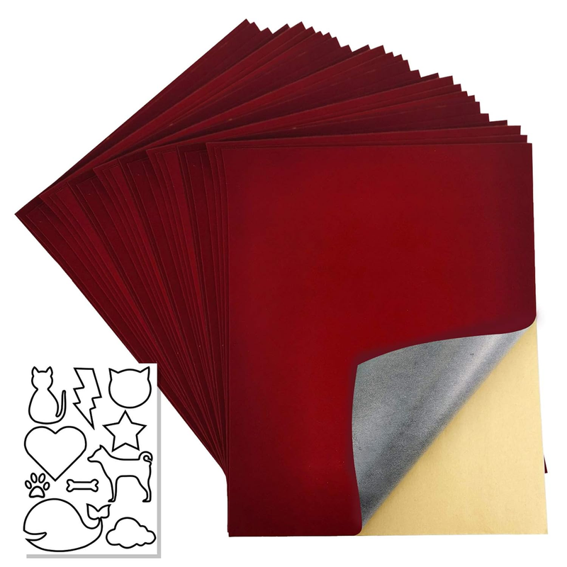 20 Pcs Self-Adhesive Velvet Flocking Liner Sheet(Dark Red)