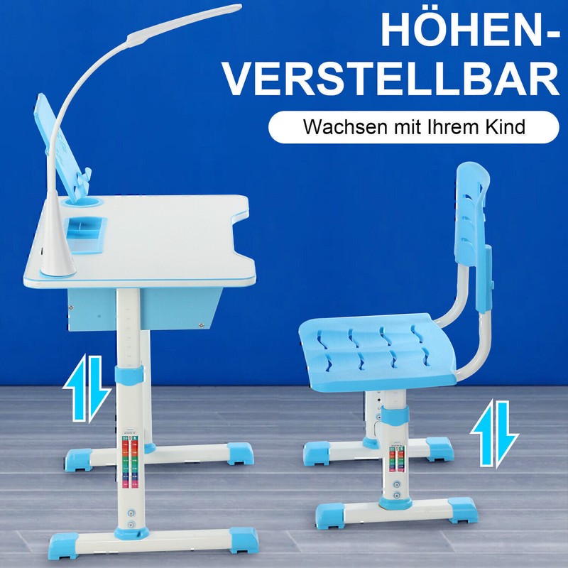 Oyajia Verstellbar Kinderschreibtisch Kinder Studiertisch & Stuhl Mit Led Xcblwq