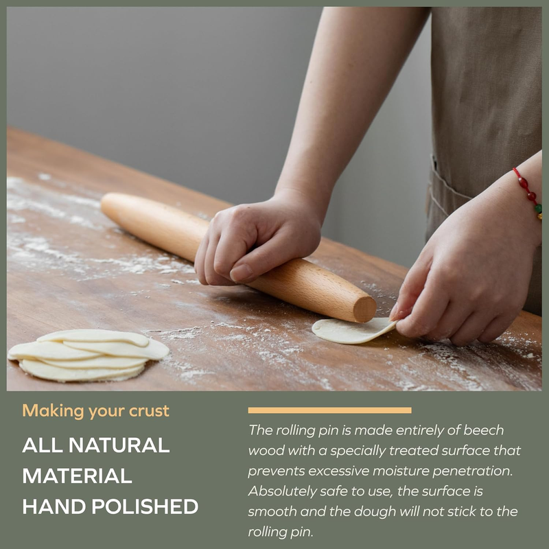 Wooden French Rolling Pin for Baking,Beech Wood (French 15.75-Inch-by-1.38-Inch)