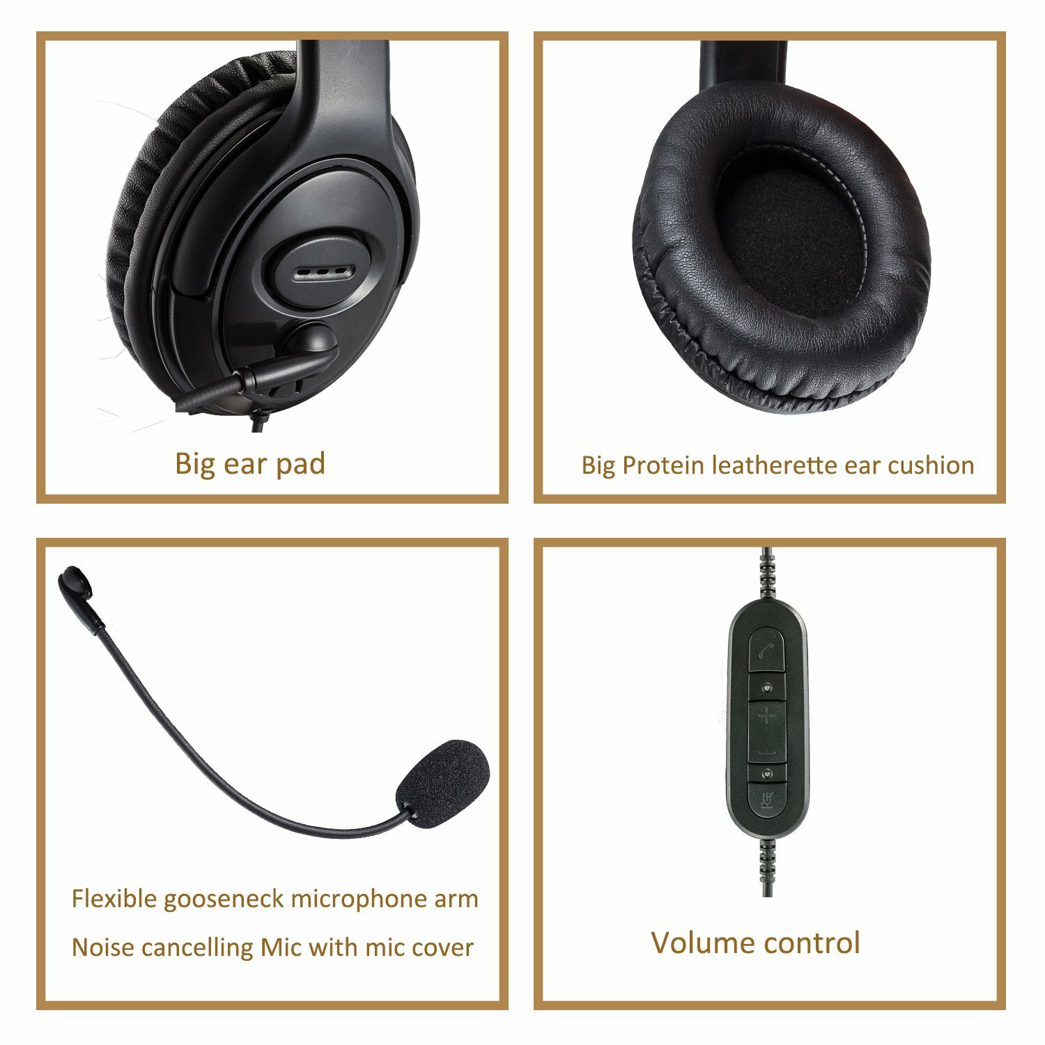 USB Headset Headphone for Skype Call Center With Noise Cancelling Microphone