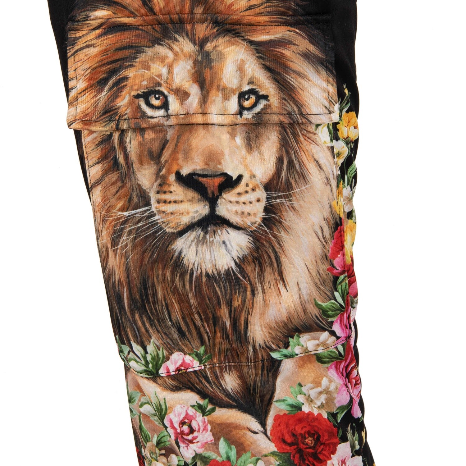 Pre-owned Dolce & Gabbana X Dj Khaled Lion Flowers Printed Jogger Trousers Black Red 11364