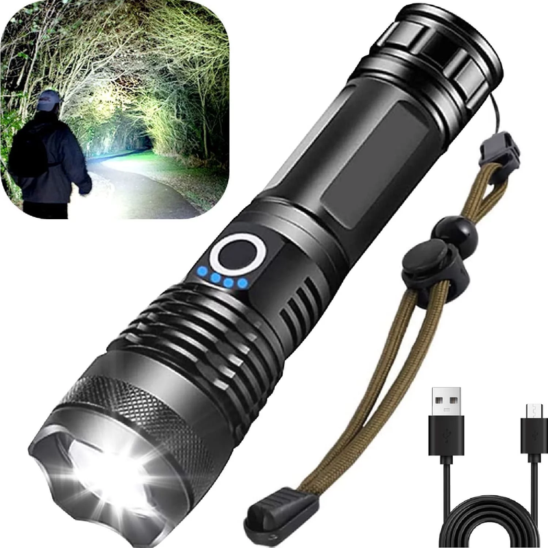 100000 High Lumens Usb Rechargeable Powerful Waterproof Super Very Bright Flashl