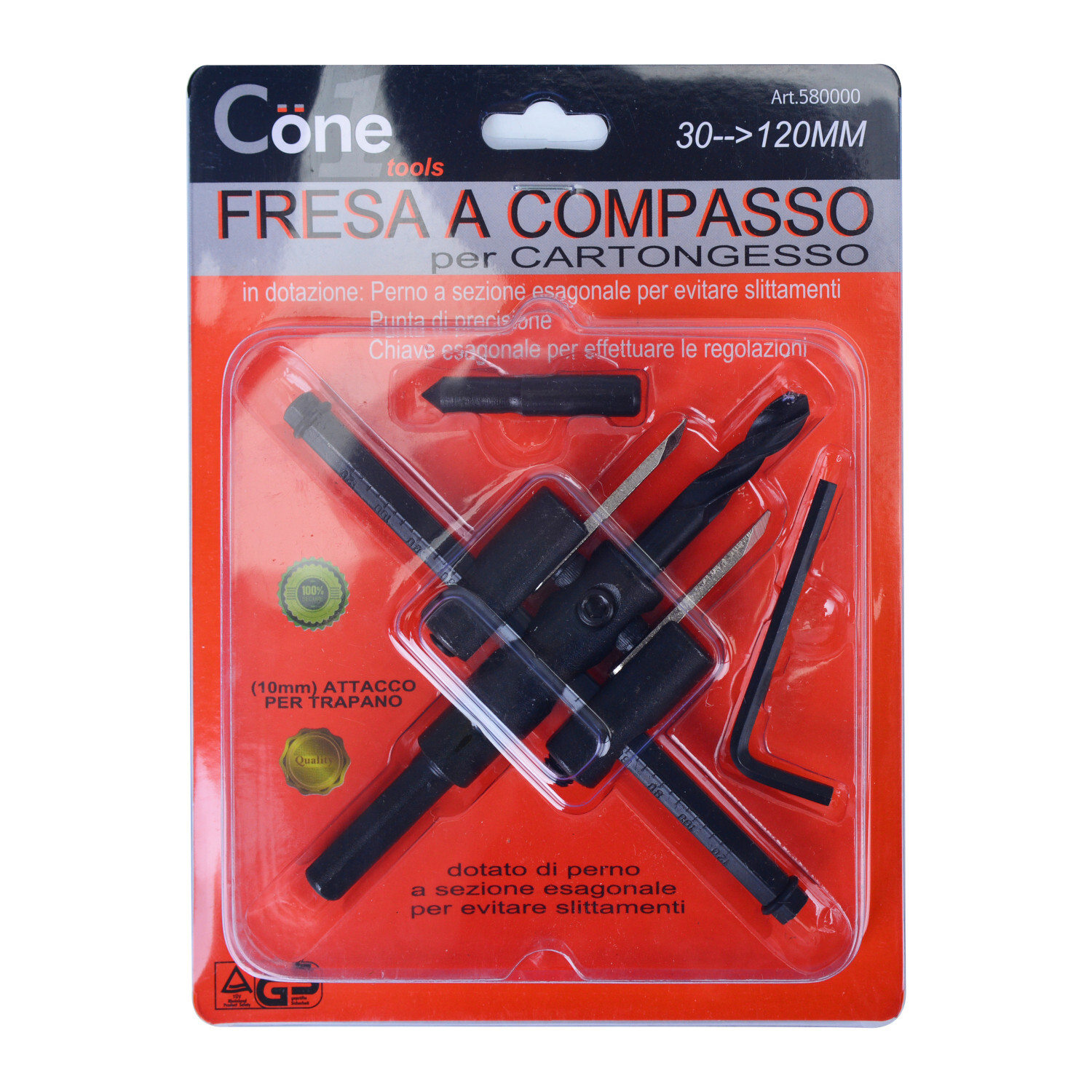 FRESA A COMPASSO PER CARTONGESSO Ø 30 - 120 mm CON ATTACCO PER TRAPANO