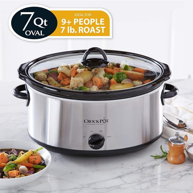 7 Quart Oval Manual Slow Cooker, Stainless Steel (SCV700-S-B