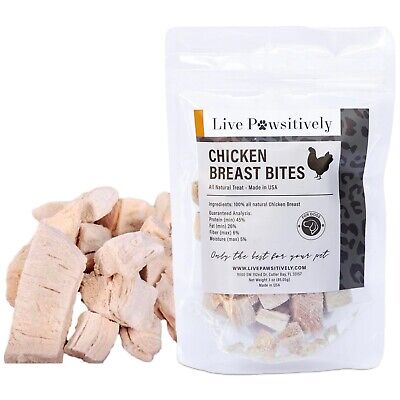 Freeze Dried Chicken Breast Dog/cat treat , each bag 4oz, Live Pawsitively, USA