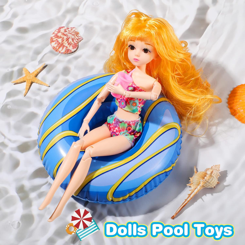 6 Pcs Pool Floaties for Girl Dolls, Girl Doll Swim Accessories Set Swimming Pool