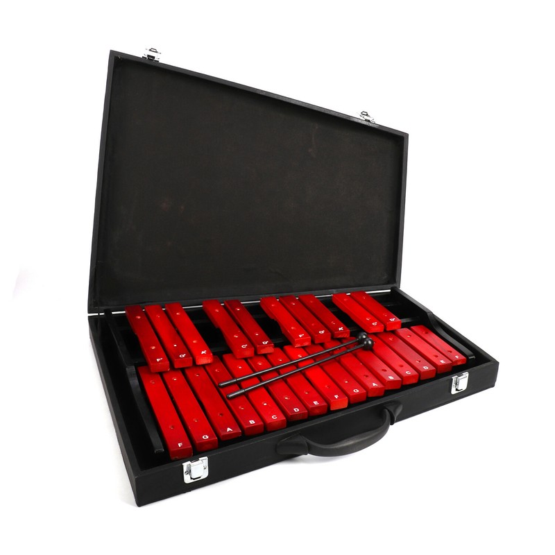 Glockenspiel Xylophon 2 Oktaven, 25 Palisander Klangplatten mit Koffer Schlegel