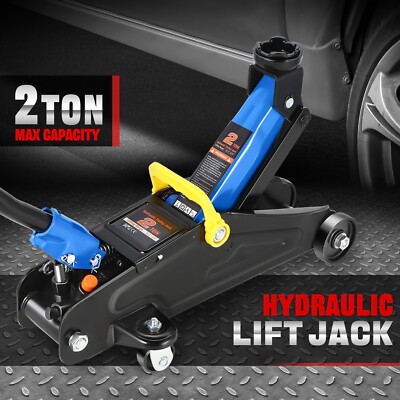 Обслуживание низкопрофильной гидравлической тележки из сверхпрочной стали весом 2 тонны/Напольный домкрат синего цвета