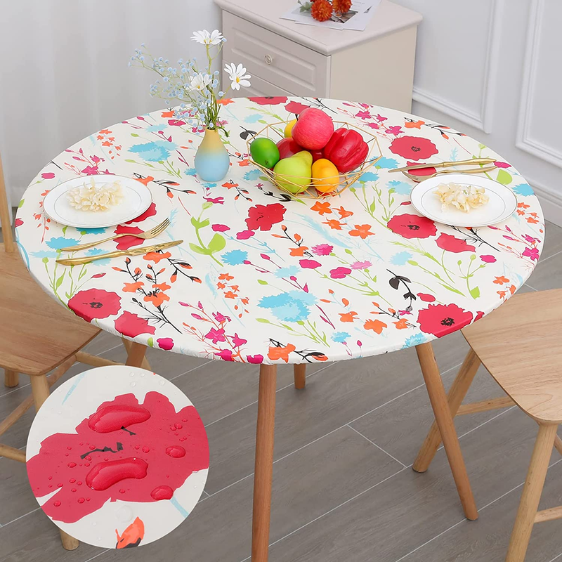 Elastic Tablecloth Vinyl Fitted Fits 36″-44″ New