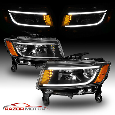 [LED Bar] 2014-2016 For Jeep Grand Cherokee LED Bar Projector Black Headlights