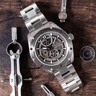 Pre-owned Orient Star Rk-av0a02s Men&39;s Silver Automatic Watch Avant Garde Skeleton Spo