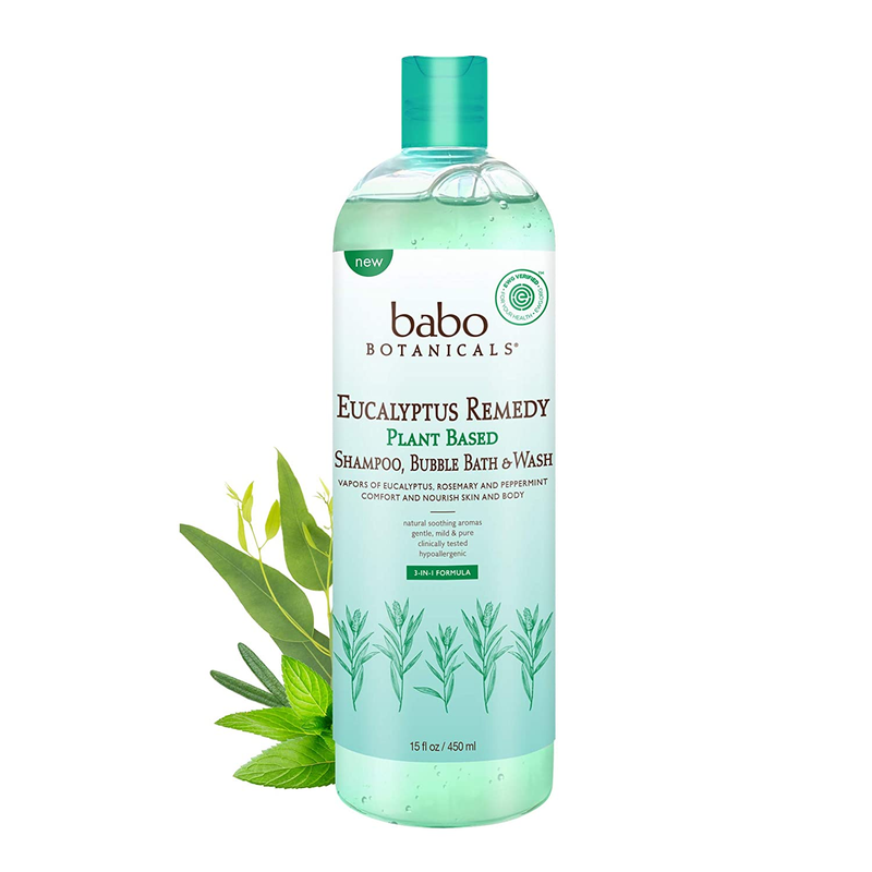 Babo Botanicals Eucalyptus Remedy Plant-Based 3-In-1 Shampoo, Bubble Bath & Wash