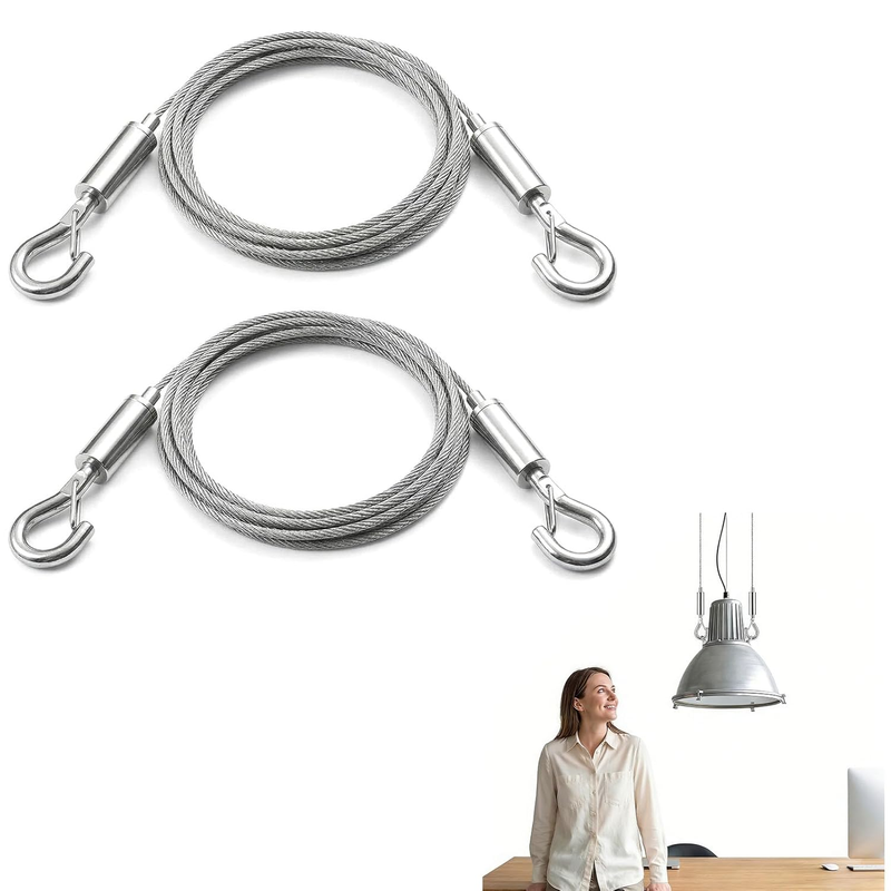 2Pcs 2M Heavy Duty Adjustable Picture Hanging Wire Kit, Stainless Steel Wire Rop