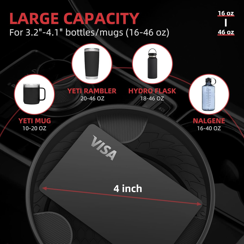 Car Cup Holder Expander, Cup Holder Extender Adapter for Car with Expandable Ins