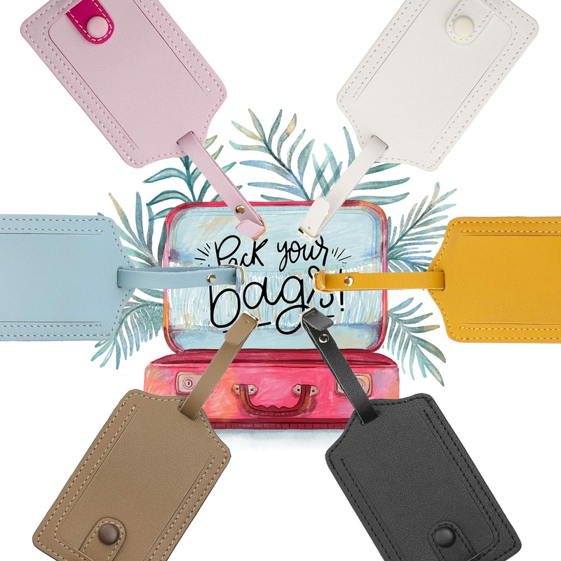 Jagucho Leather Luggage Tags for Men Women-Luggage Tags for Suitcases-Baggage Ba