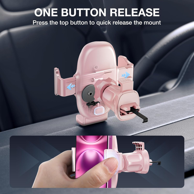 Phone Holder for Car Air Vent【Stability via Clip & Metal Hook】 Car Phone Holder