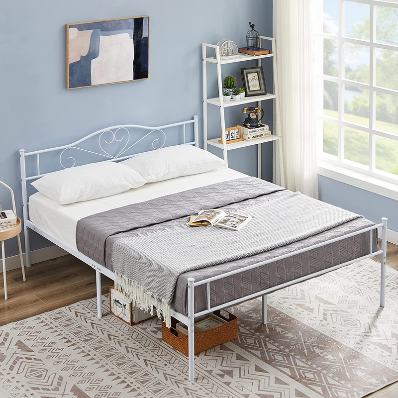 14 Inch Full Size Metal Platform Bed Frame with Headboard and Footboard,