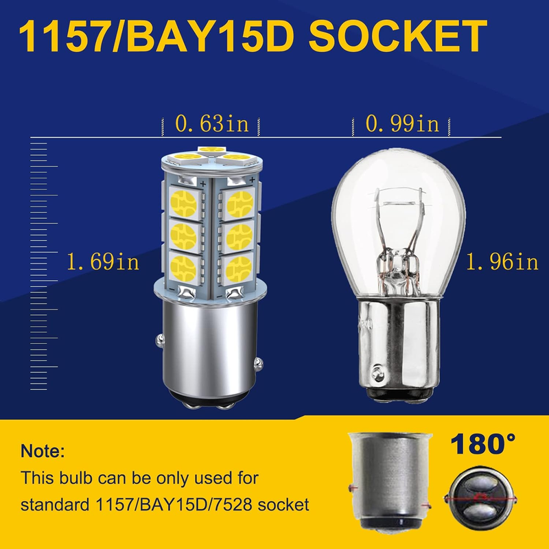 1157 LED Car Bulb, BAY15D 7528 2057 2357 LED Replacement Light Bulbs for 12V RV