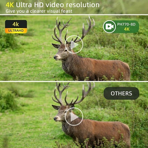 50MP Wildlife Trail Camera 4K Game Hunting Cam Built-in 10000mAH Lithium Battery