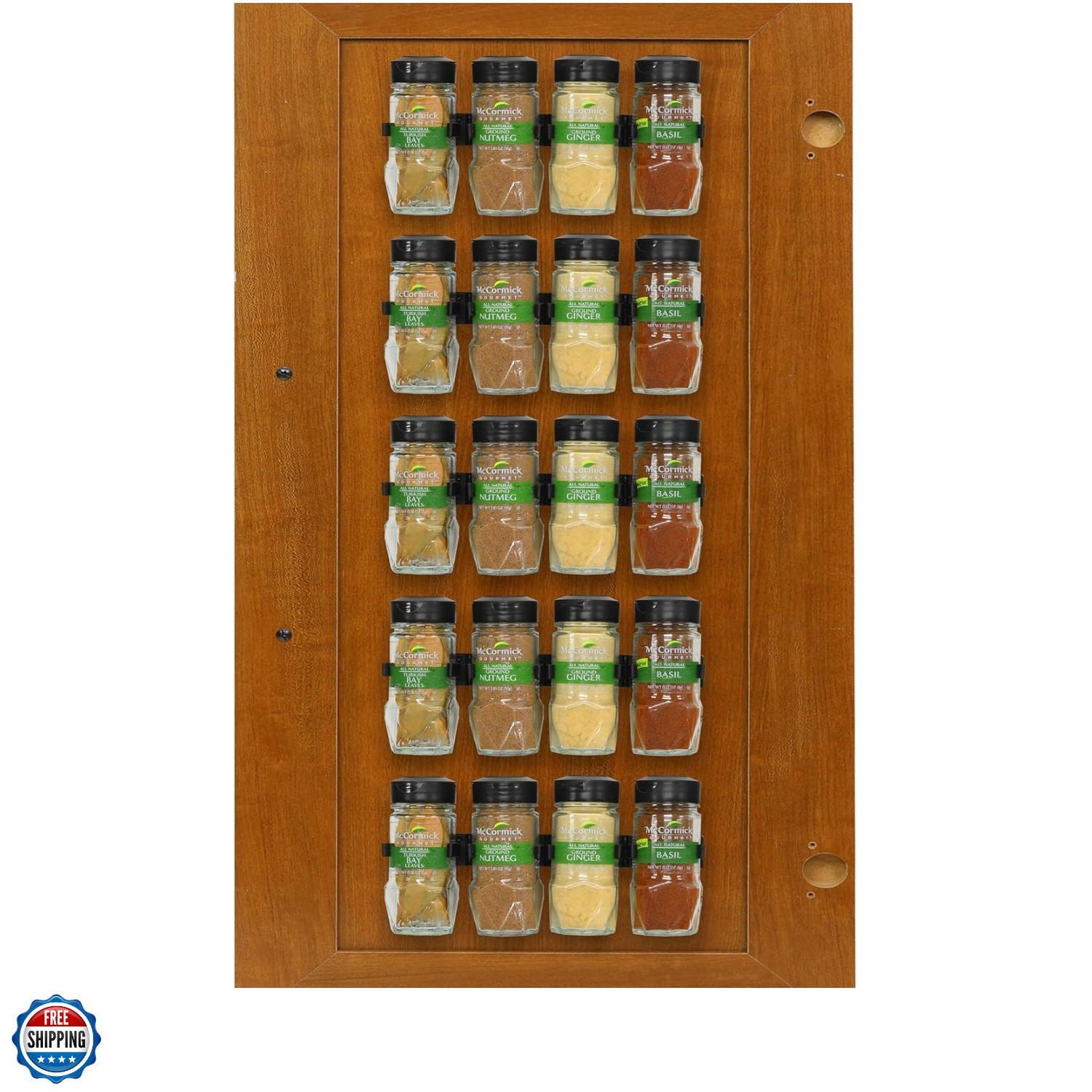20 Spice Gripper Spice Accessories Spice Organizer- 4 Strips, Holds 20 Jars, ...